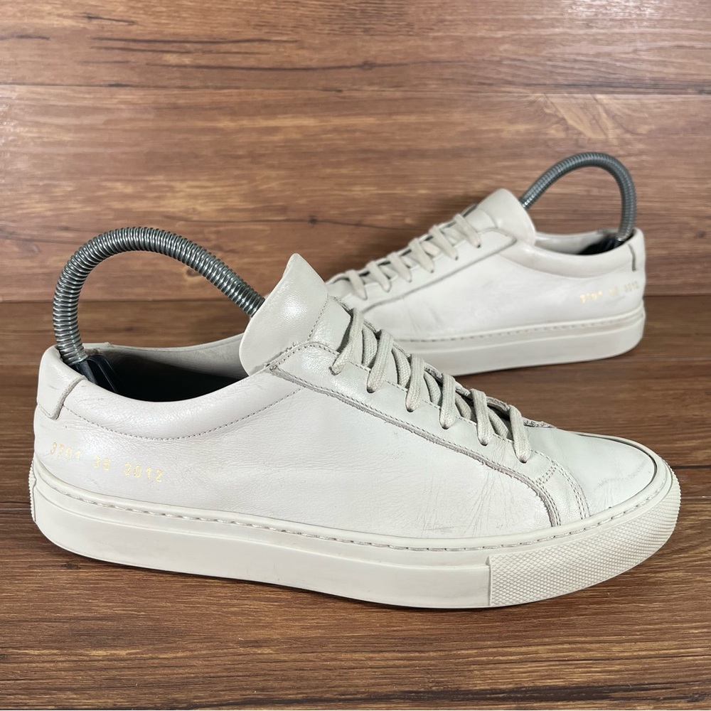 Common Projects Tan Leather Sneakers Women’s Size 6 Low‎ Top Shoes
